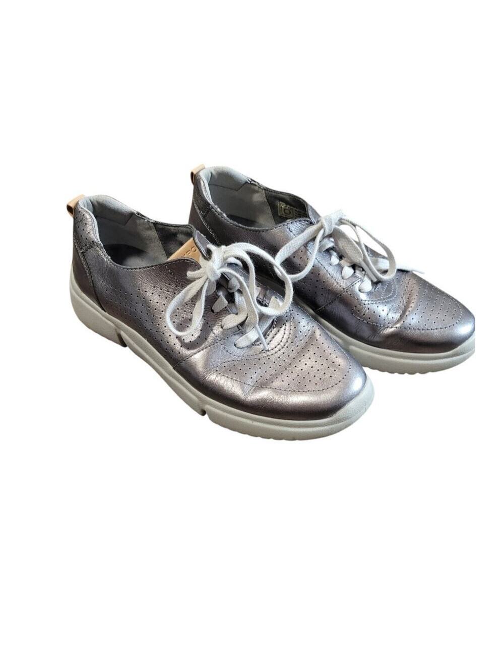 Rockport R-Evolution Perf Leather Sneaker Metalic Gray Silver Women's Size 8